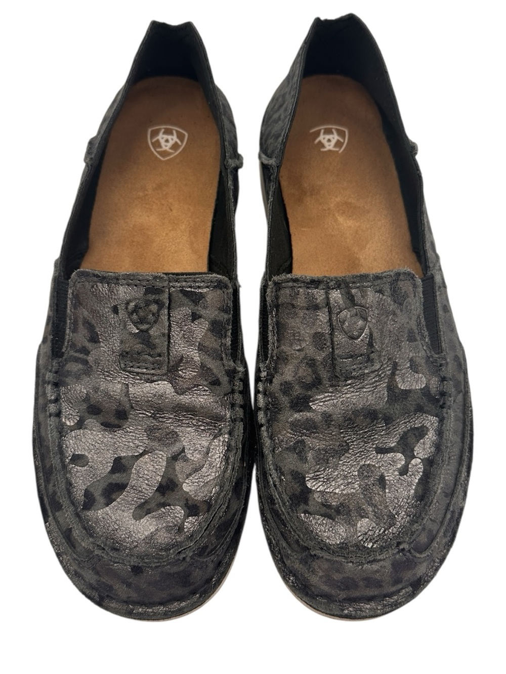 ARIAT Women's Dark Shadow Cruisers Leather Slip on Shoes Grey/Black US 8.5
